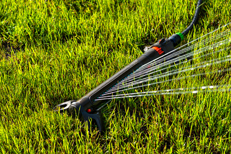 The image shows the irrigation process